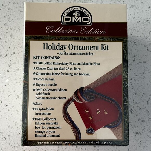 DMC Holiday Cross Stich Ornament Kit Santa Collectors Edition New Sealed Box - Picture 3 of 5